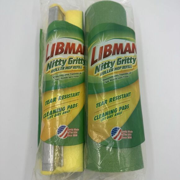 Libman Nitty Gritty Roller Mop Refill Lot of 2 Green Yellow Tear Resistant - Picture 1 of 2